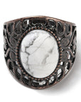 ANELLO CON HOWLITE IN OTTONE - Serenità ed equilibrio emotivo