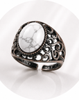 ANELLO CON HOWLITE IN OTTONE - Serenità ed equilibrio emotivo
