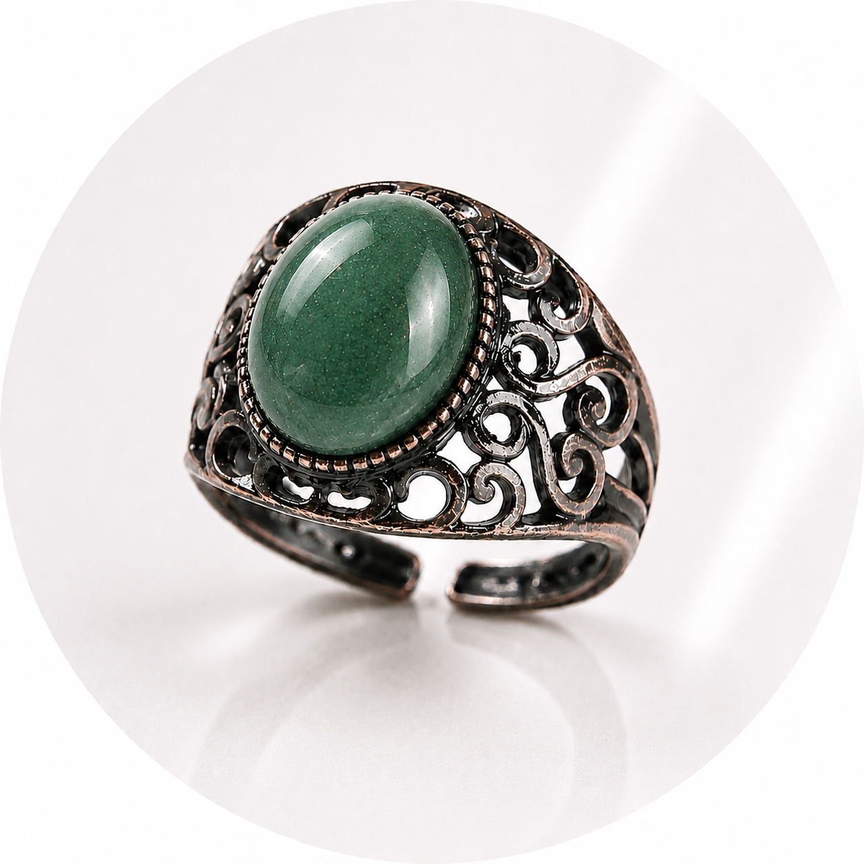 ANELLO CON AVVENTURINA VERDE IN OTTONE - Prosperità e ottimismo