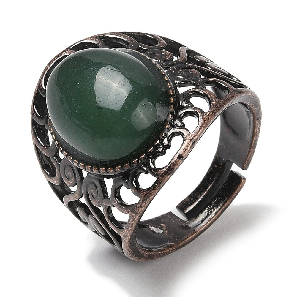 ANELLO CON AVVENTURINA VERDE IN OTTONE - Prosperità e ottimismo
