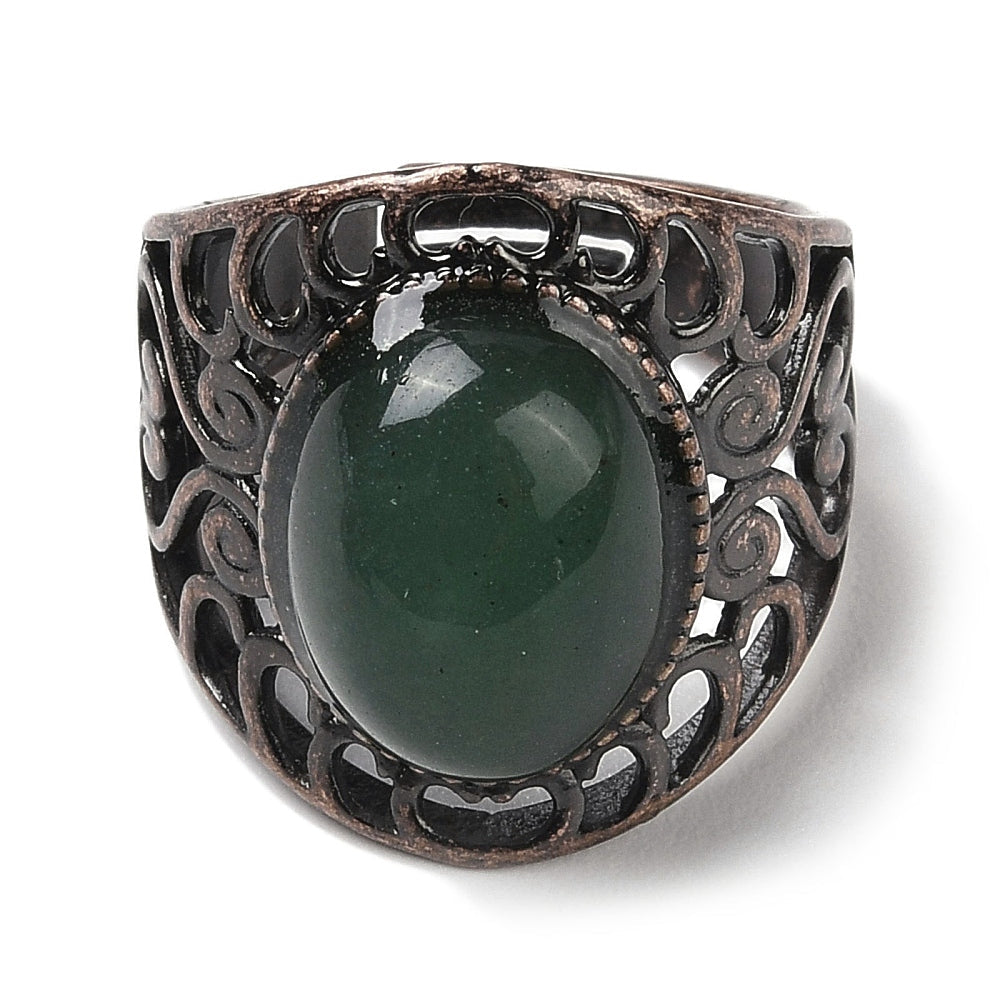 ANELLO CON AVVENTURINA VERDE IN OTTONE - Prosperità e ottimismo