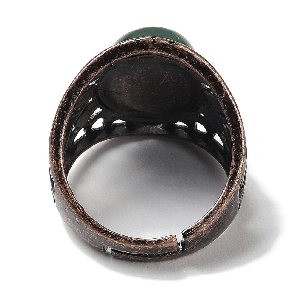 ANELLO CON AVVENTURINA VERDE IN OTTONE - Prosperità e ottimismo