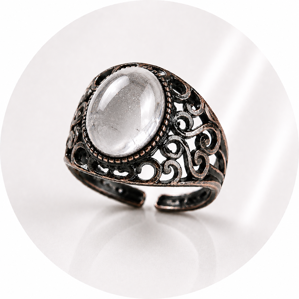 ANELLO CON CRISTALLO DI ROCCA IN OTTONE - Chiarezza ed armonia
