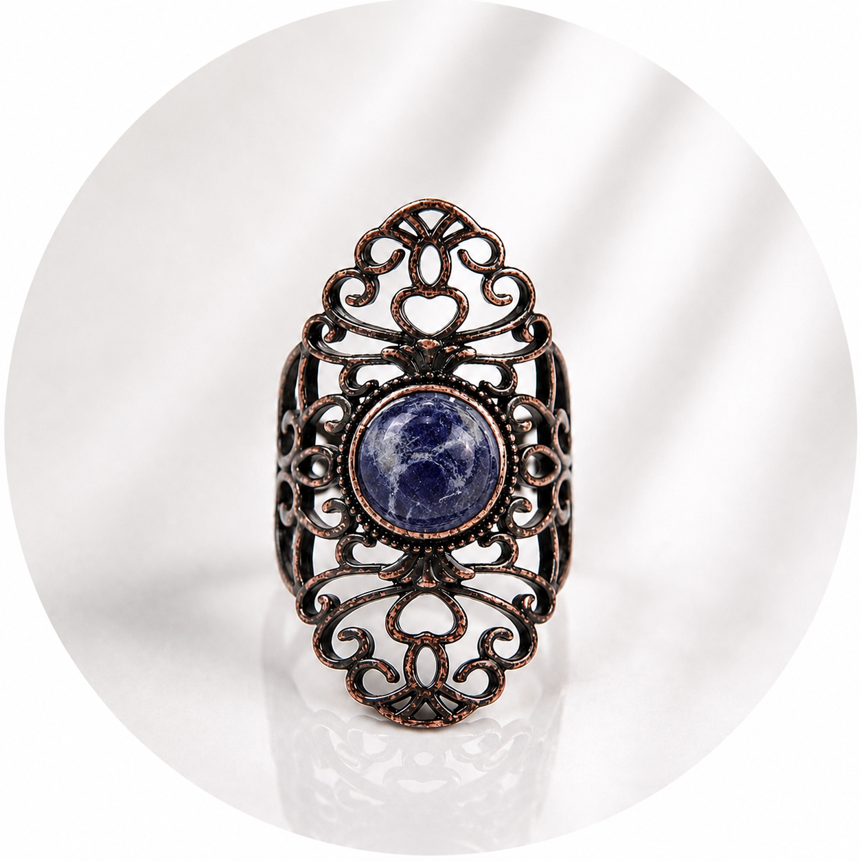 ANELLO RETRÒ IN SODALITE - Chiarezza mentale | Scopri su Clorophilla Shop