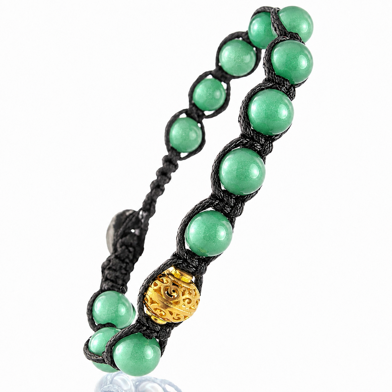 SAMSARA BRACCIALE TIBETANO IN AVVENTURINA VERDE - Fortuna, benessere e ottimismo