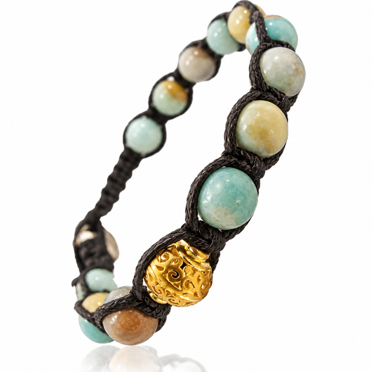 SAMSARA BRACCIALE TIBETANO IN AMAZZONITE - Calma, equilibrio e comunicazione