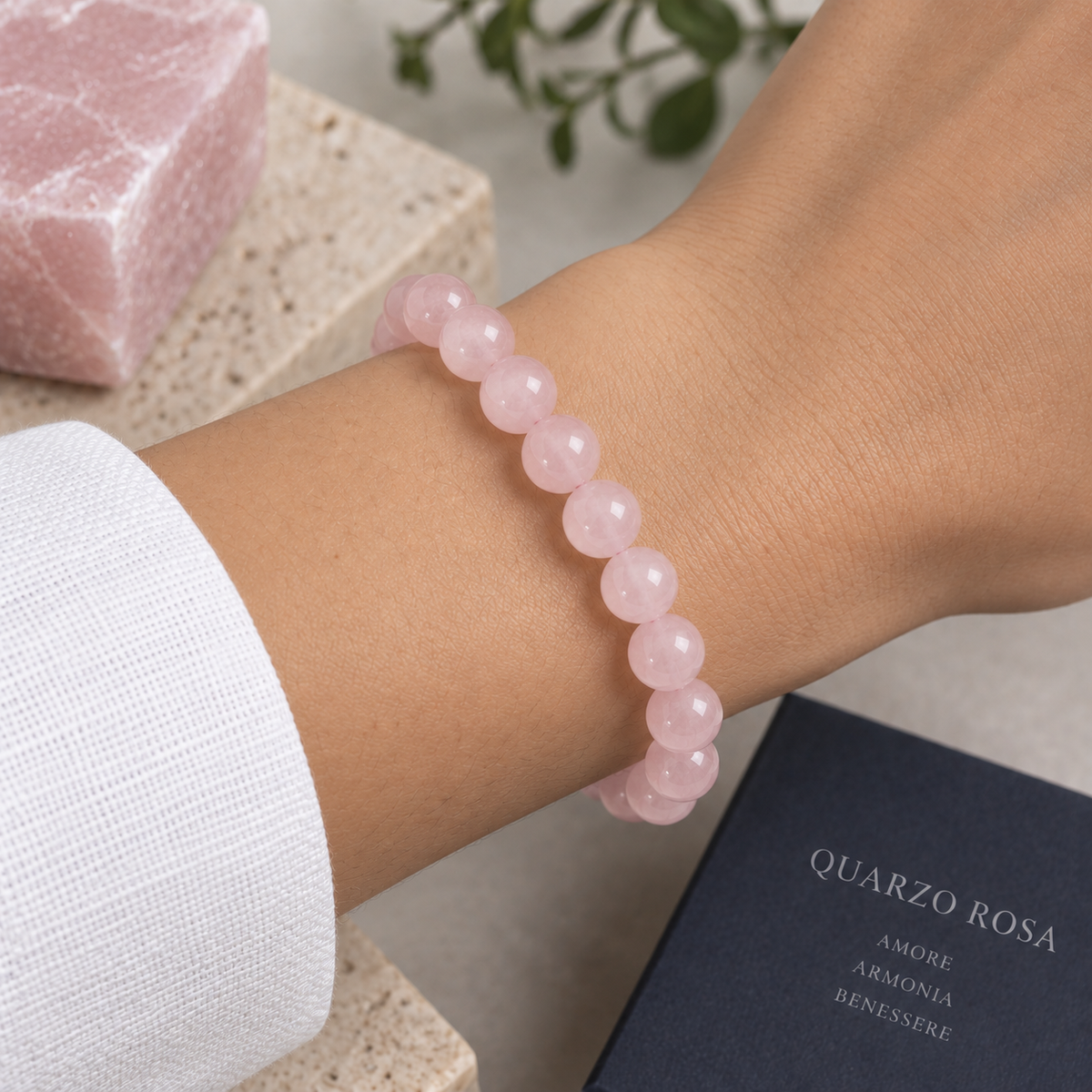 BRACCIALE IN QUARZO ROSA - Amore e armonia