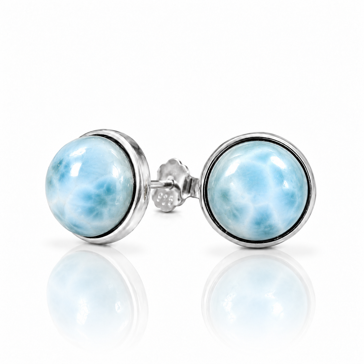 Orecchini in argento 925 con pietra Larimar - 8mm