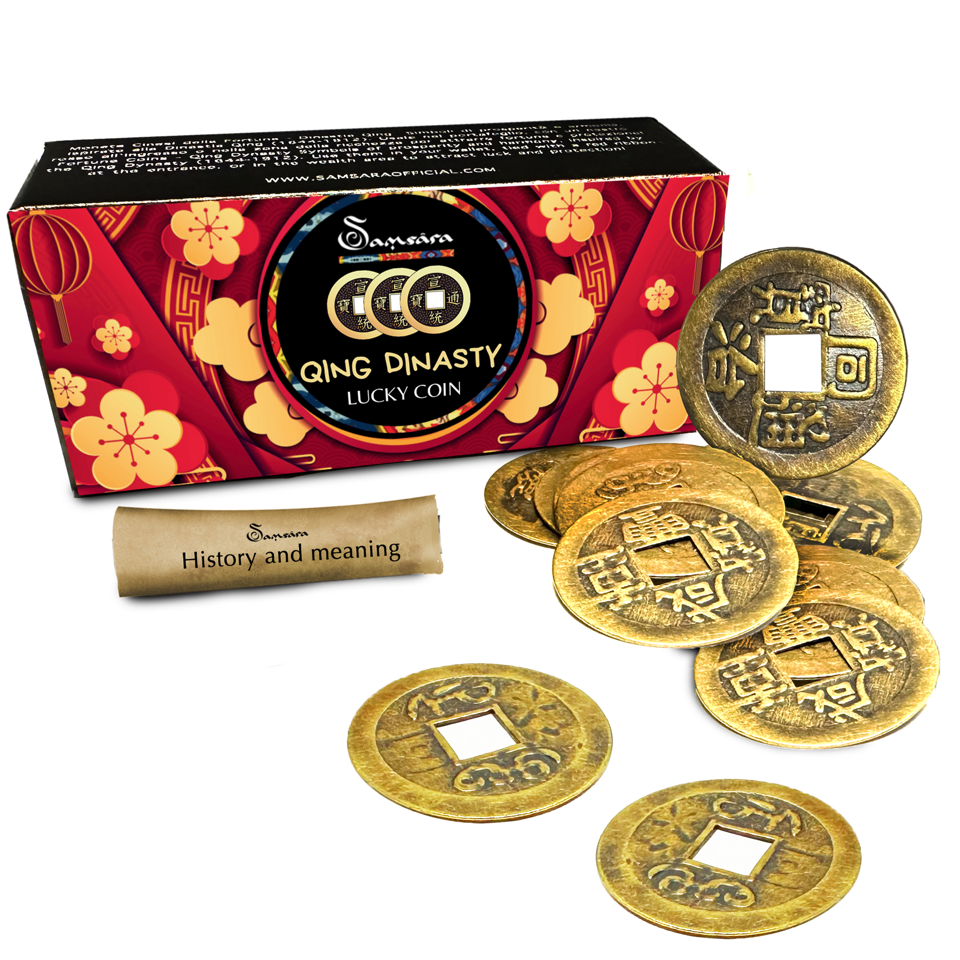 15 monete cinesi della fortuna Monete Feng Shui Monete tradizionali con corda rossa Buona fortuna Moneta della fortuna Monete I-ching per la ricchezza -aya | IT