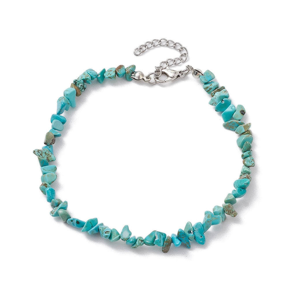 Cavigliera in chips di Howlite di turchese regolabile