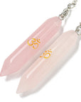 Pendolo Divinazione in Quarzo Rosa con Simbolo Om - Amore ed emozioni