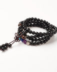 Mala Tibetana in Agata Nera con chakra – Protezione e Radicamento