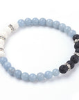 Bracciale Elastico in Angelite Naturale e Pietra Lavica - comunicazione e radicamento