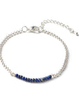 Bracciale in Lapislazzuli Naturale Sfaccettato con Catena in Acciaio Inossidabile