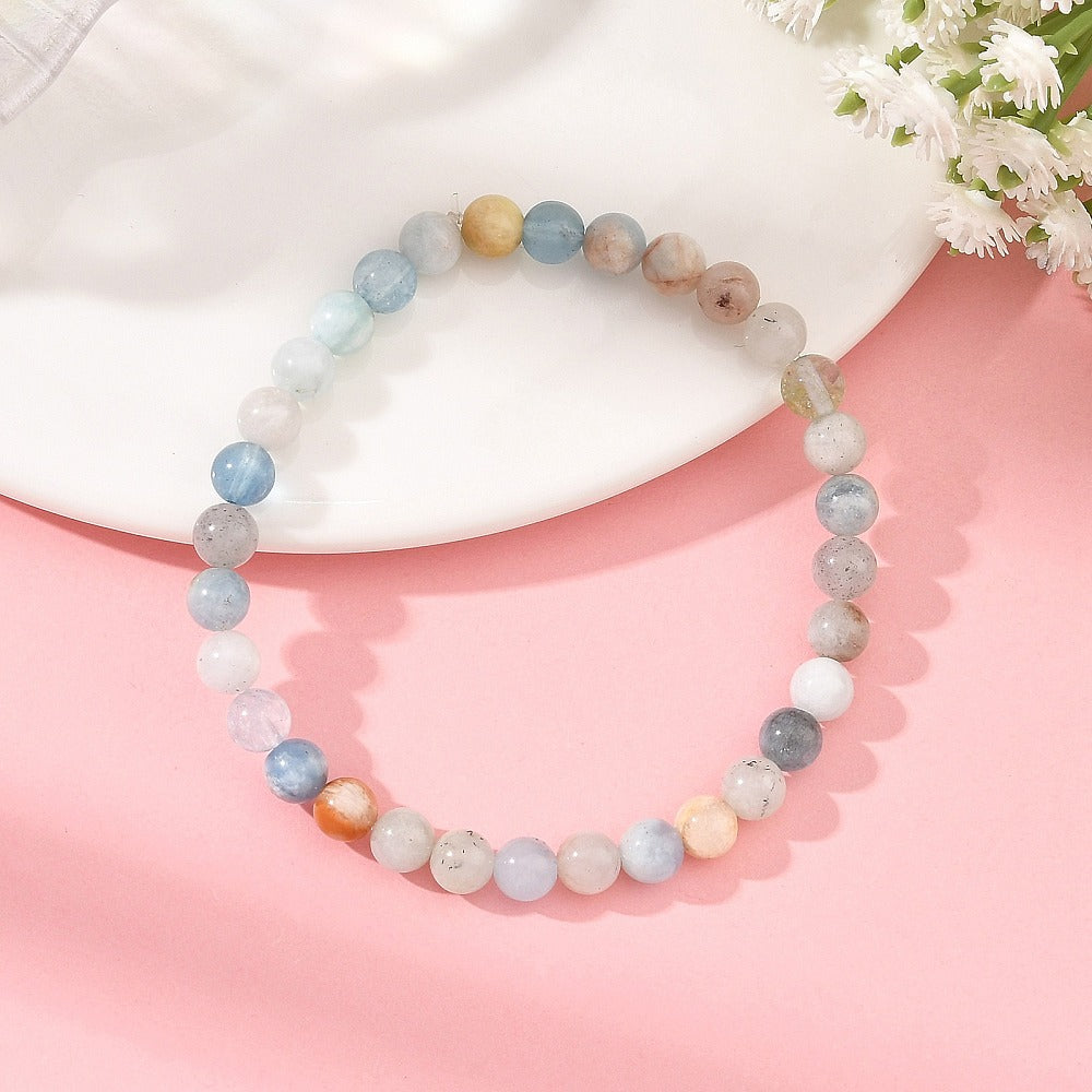 Bracciale Elastico in Acquamarina Naturale - serenità e comunicazione