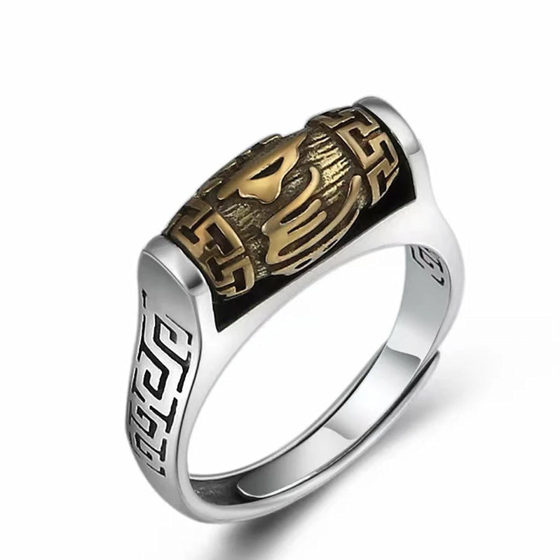 Anello Tibetano Rotante con Mantra in Ottone – Regolabile
