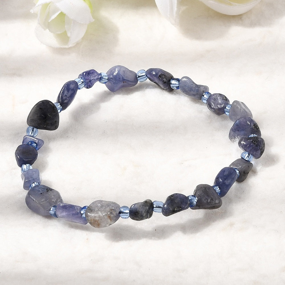 Bracciale Elastico in Pepite di Tanzanite - chiarezza mentale e serenità