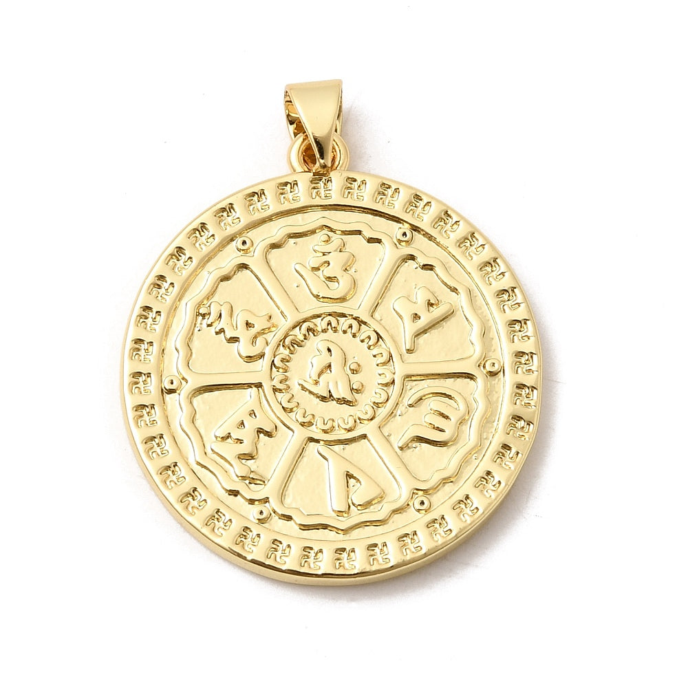 CIONDOLO OM MANI PADME HUM IN OTTONE PLACCATO ORO 18K – Simbolo Tibetano della Compassione