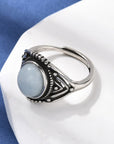 ANELLO OVALE IN ACQUAMARINA in ottone – Calma e Serenità