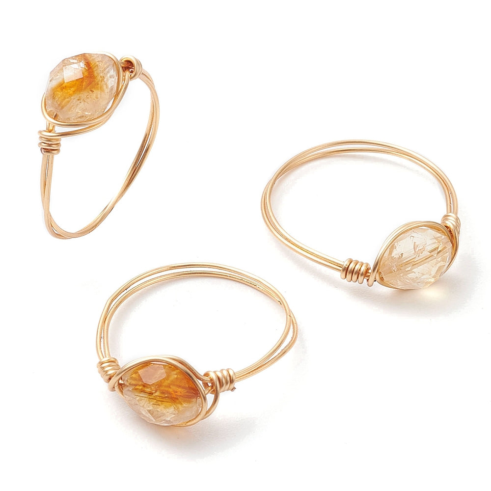 Anello in Citrino Naturale in filo di rame – Abbondanza e Prosperità