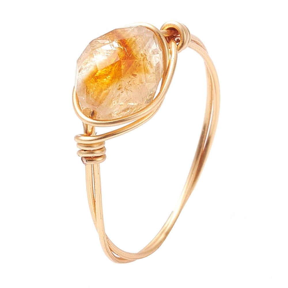 Anello in Citrino Naturale in filo di rame – Abbondanza e Prosperità