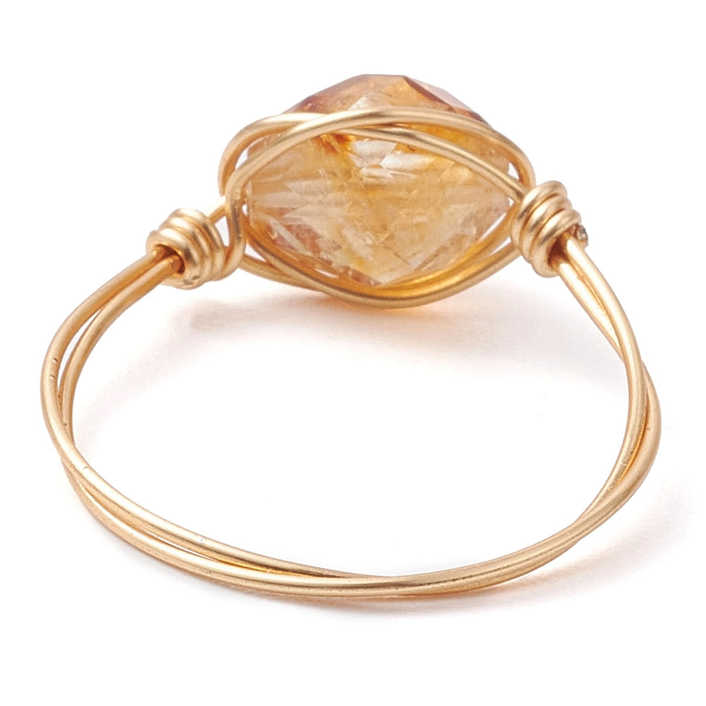 Anello in Citrino Naturale in filo di rame – Abbondanza e Prosperità