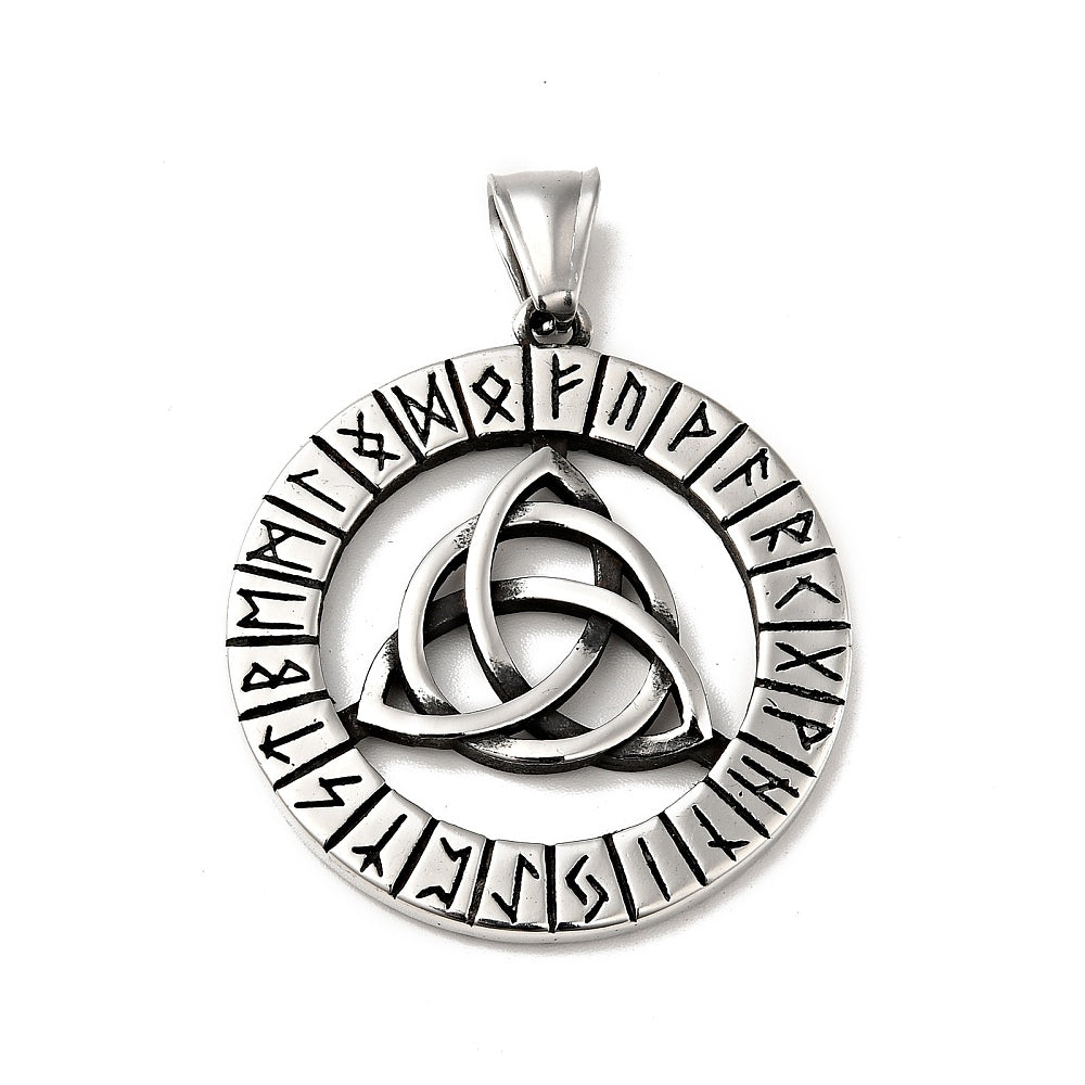 Ciondolo Triquetra con Rune in Acciaio Inox