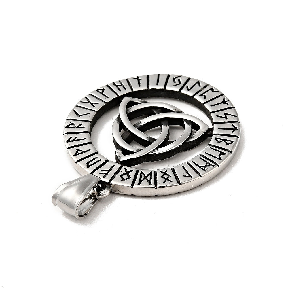 Ciondolo Triquetra con Rune in Acciaio Inox