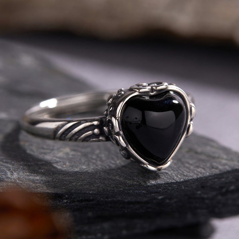 ANELLO CON AGATA NERA IN ARGENTO 925 - Protezione e Forza