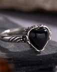 ANELLO CON AGATA NERA IN ARGENTO 925 - Protezione e Forza