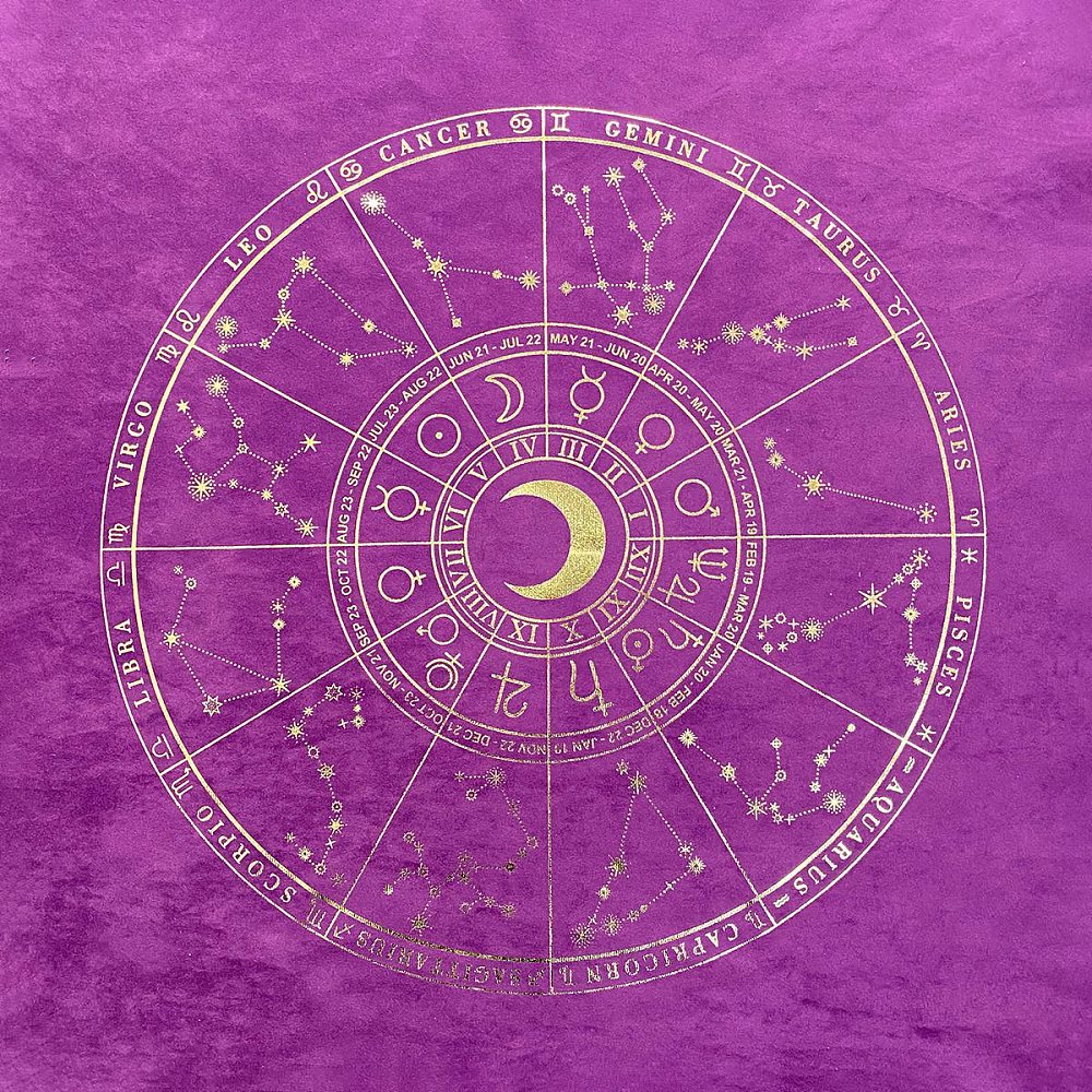 Tovaglietta per Tarocchi e Pendolo – Modello Costellazioni Viola