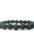 Clorophilla | Bracciale in Pietre Naturali LAVA NERA | 2 Misure | Cristalloterapia, Reiki, Yoga | Confezione Regalo, Tagliandino Pietra e Palo Santo per la Purificazione