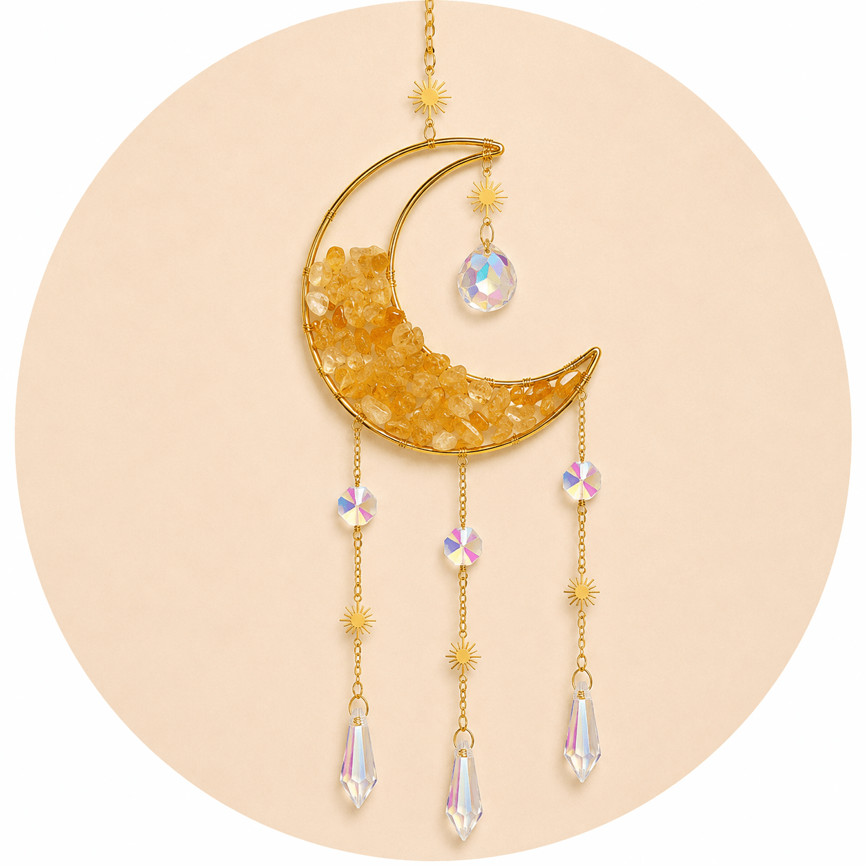ACCHIAPPASOLE LUNA CON CITRINO - Cristallo 47cm - Clorophilla Shop