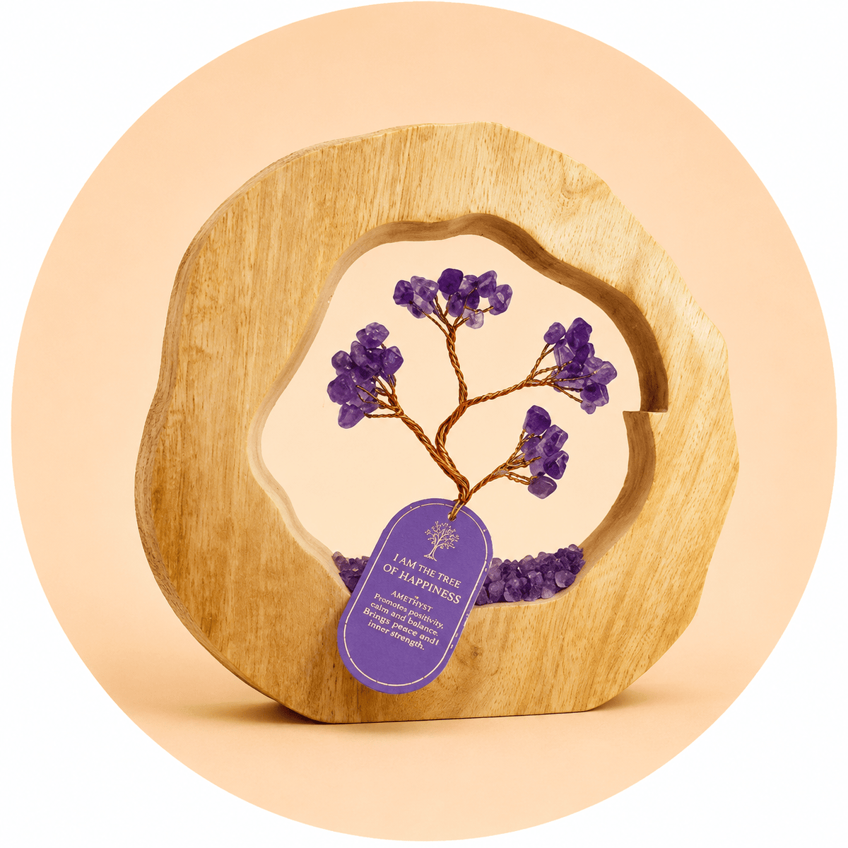 ALBERO IN AMETISTA CON ANELLO IN MANGO - Calma e rilassamento - Clorophilla Shop