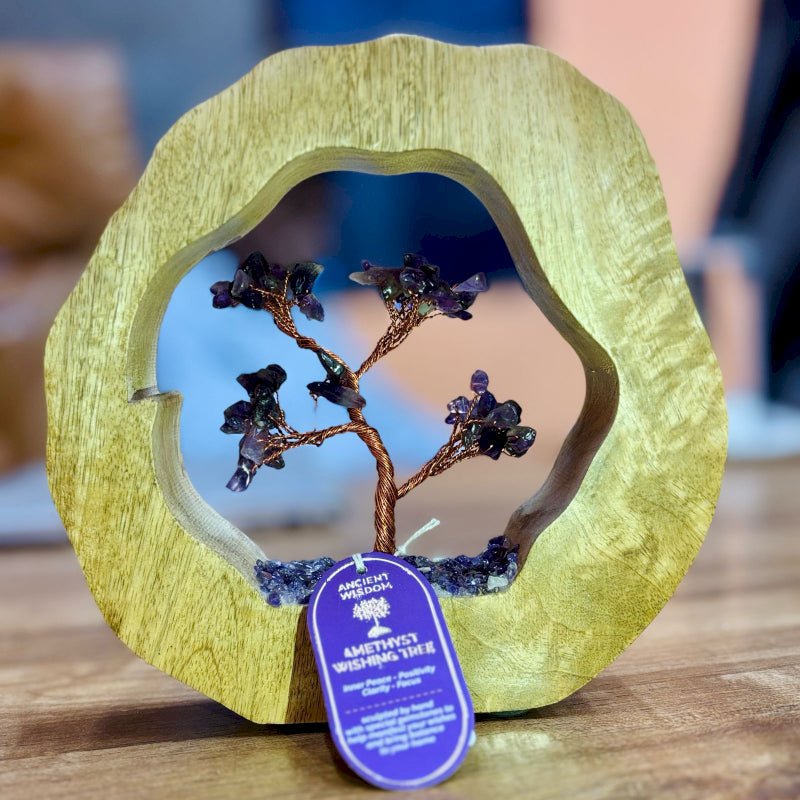 ALBERO IN AMETISTA CON ANELLO IN MANGO - Calma e rilassamento - Clorophilla Shop