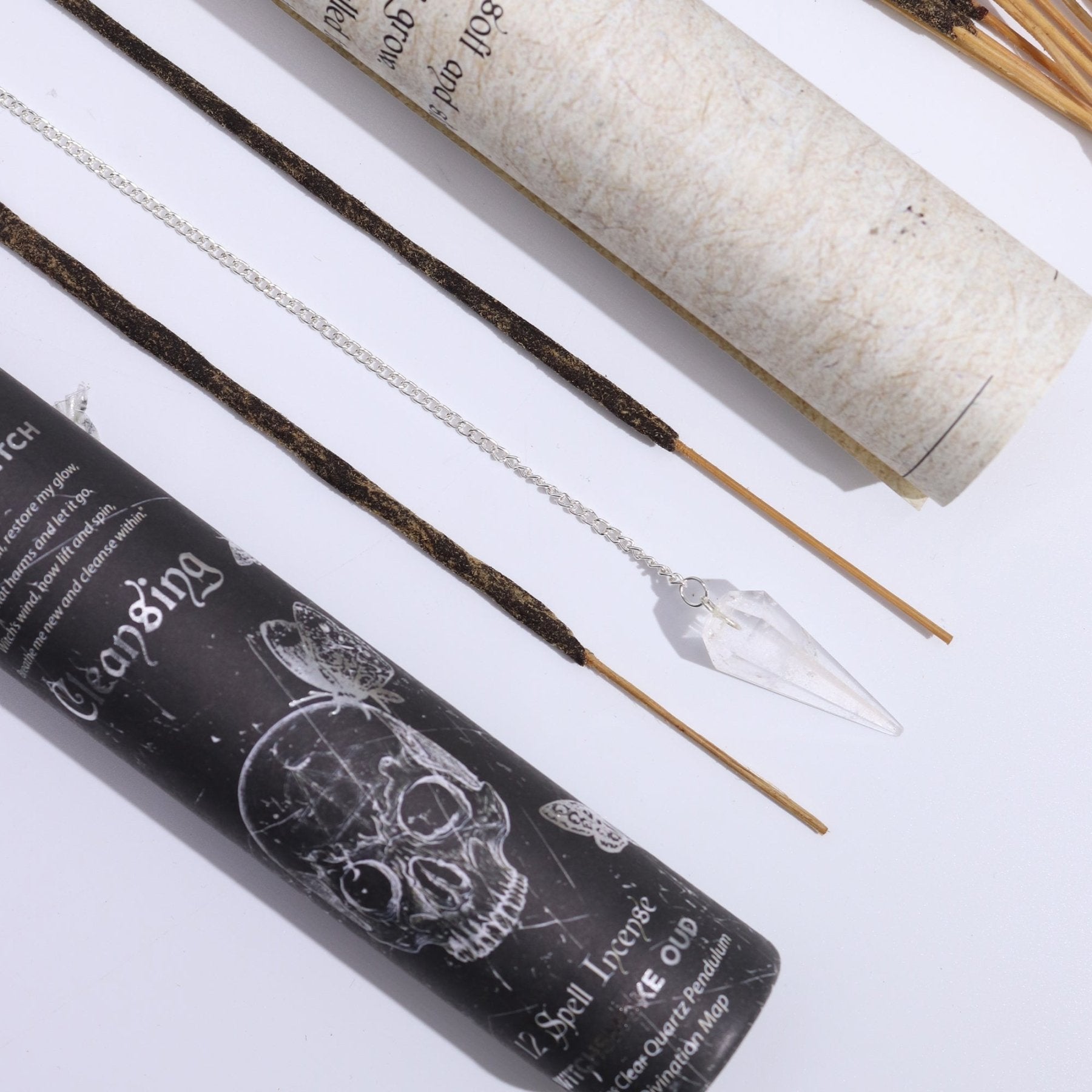 ANCIENT WITCH SPELL – Incenso Rituale di Purificazione con Pendolo in Cristallo di Rocca - Clorophilla Shop