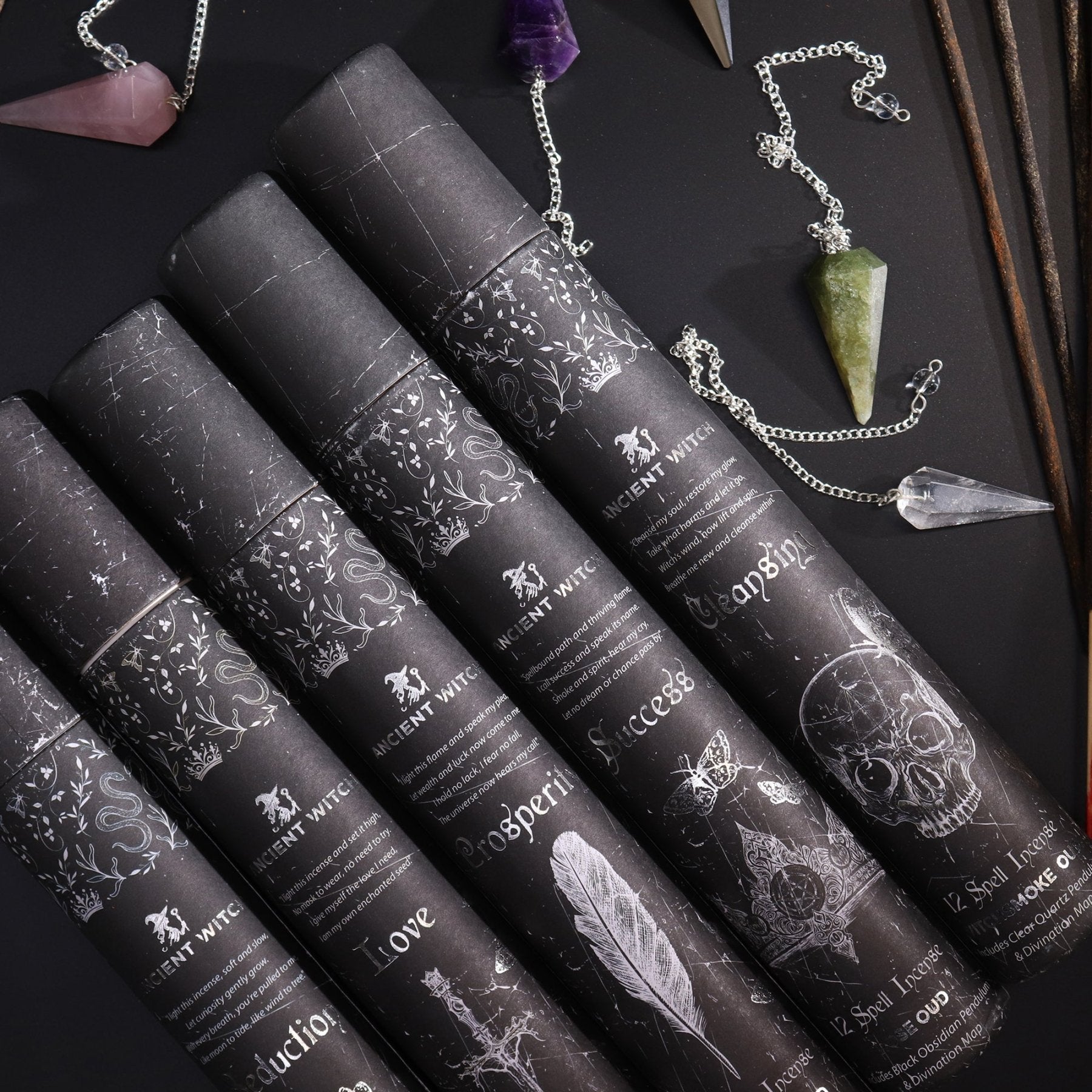 ANCIENT WITCH SPELL – Incenso Rituale di Seduzione con Pendolo in Ametista - Clorophilla Shop