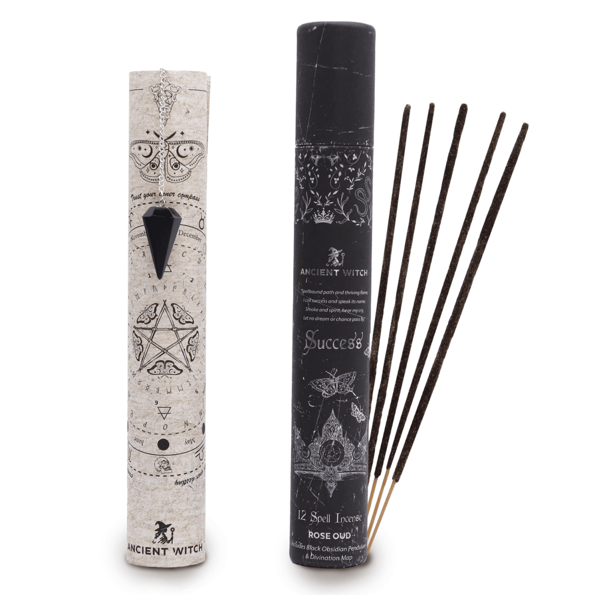 ANCIENT WITCH SPELL – Incenso Rituale per il Successo con Pendolo in Ossidiana nera - Clorophilla Shop