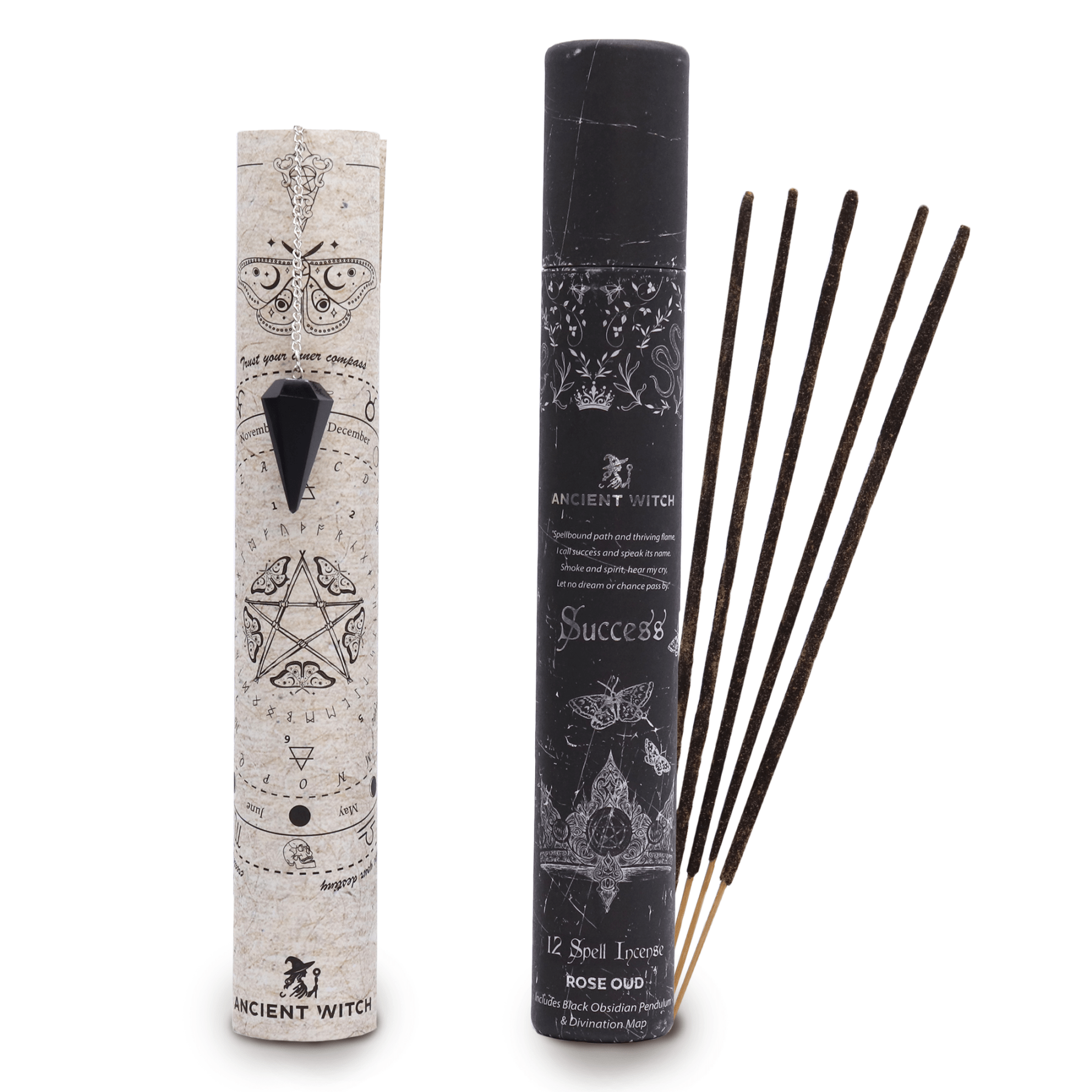 ANCIENT WITCH SPELL – Incenso Rituale per il Successo con Pendolo in Ossidiana nera - Clorophilla Shop