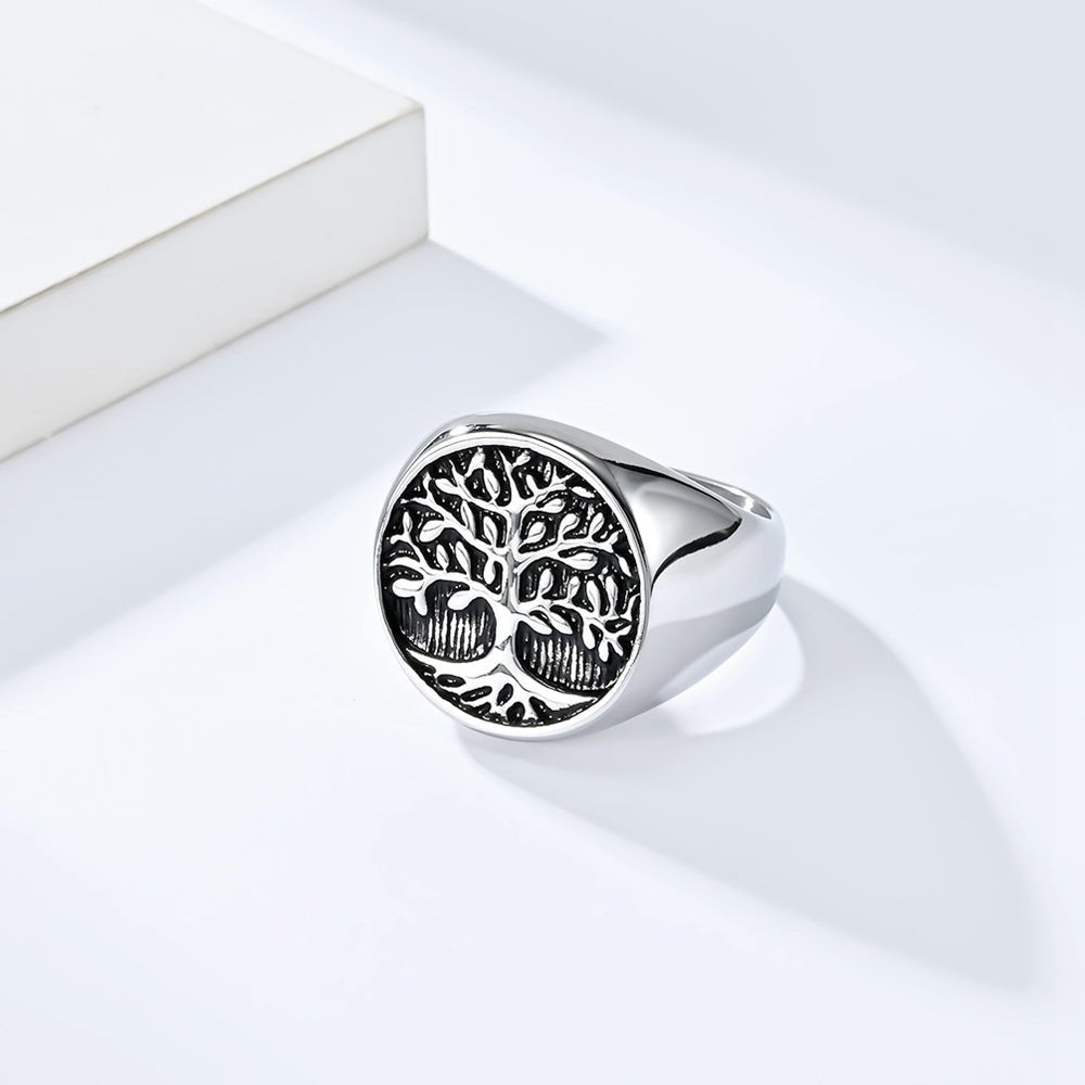 ANELLO ALBERO DELLA VITA IN ACCIAIO INOX - Crescita e stabilità - Clorophilla Shop