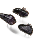 ANELLO CON AMETISTA IN RAME ROSSO ANTICATO - Calma e rilassamento - Clorophilla Shop
