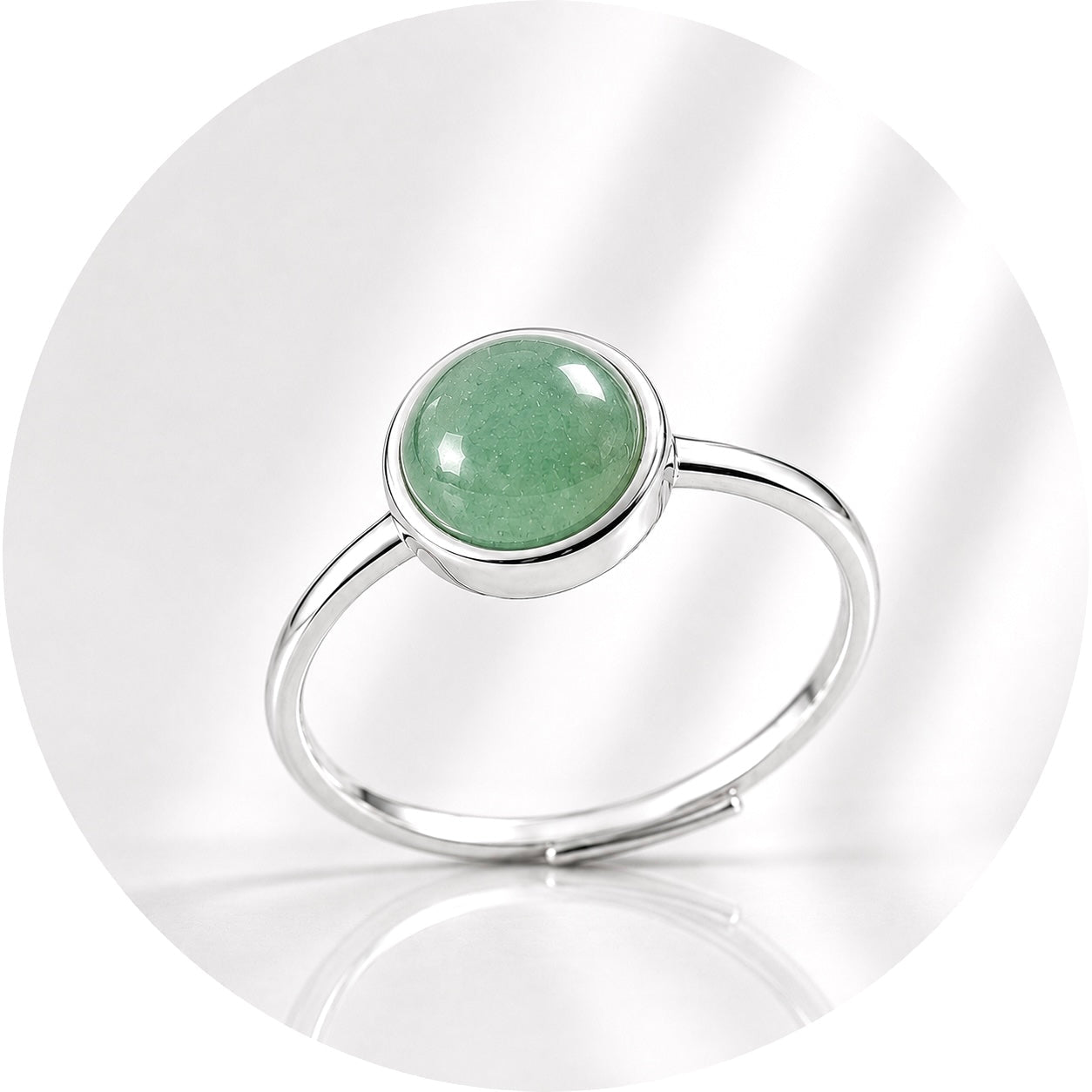 ANELLO CON AVVENTURINA VERDE IN ARGENTO 925 - Fortuna e benessere - Clorophilla Shop