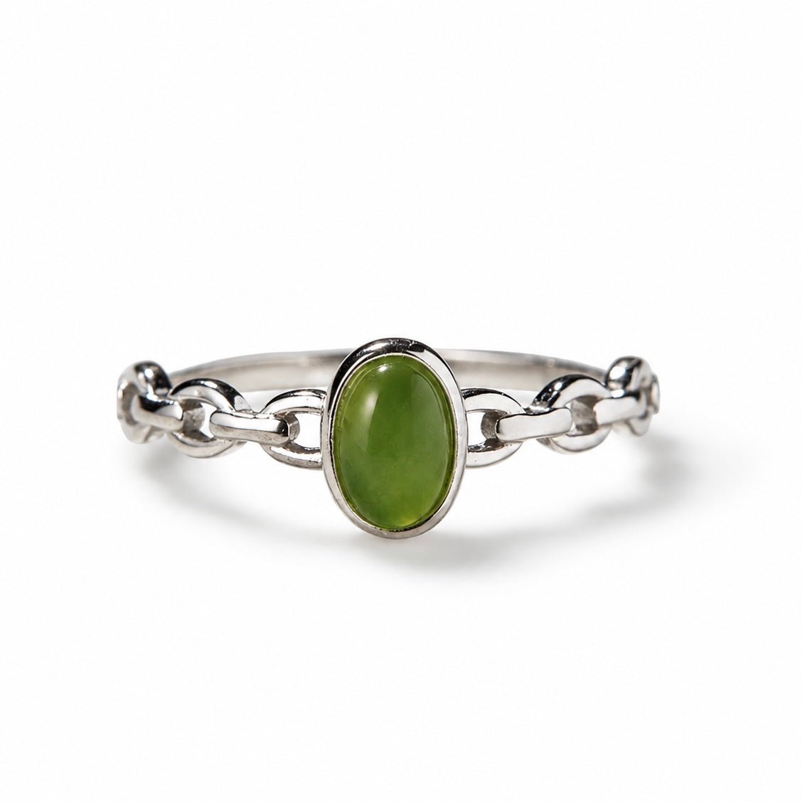ANELLO CON GIADA IN ARGENTO 925 - Armonia, prosperità e protezione energetica - Clorophilla Shop