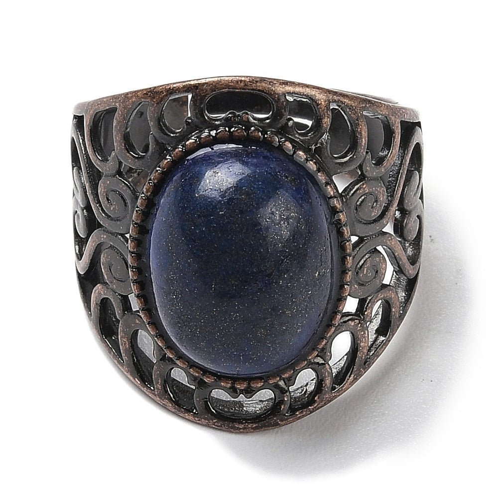 ANELLO CON LAPISLAZZULI IN OTTONE - Saggezza, comunicazione e consapevolezza - Clorophilla Shop