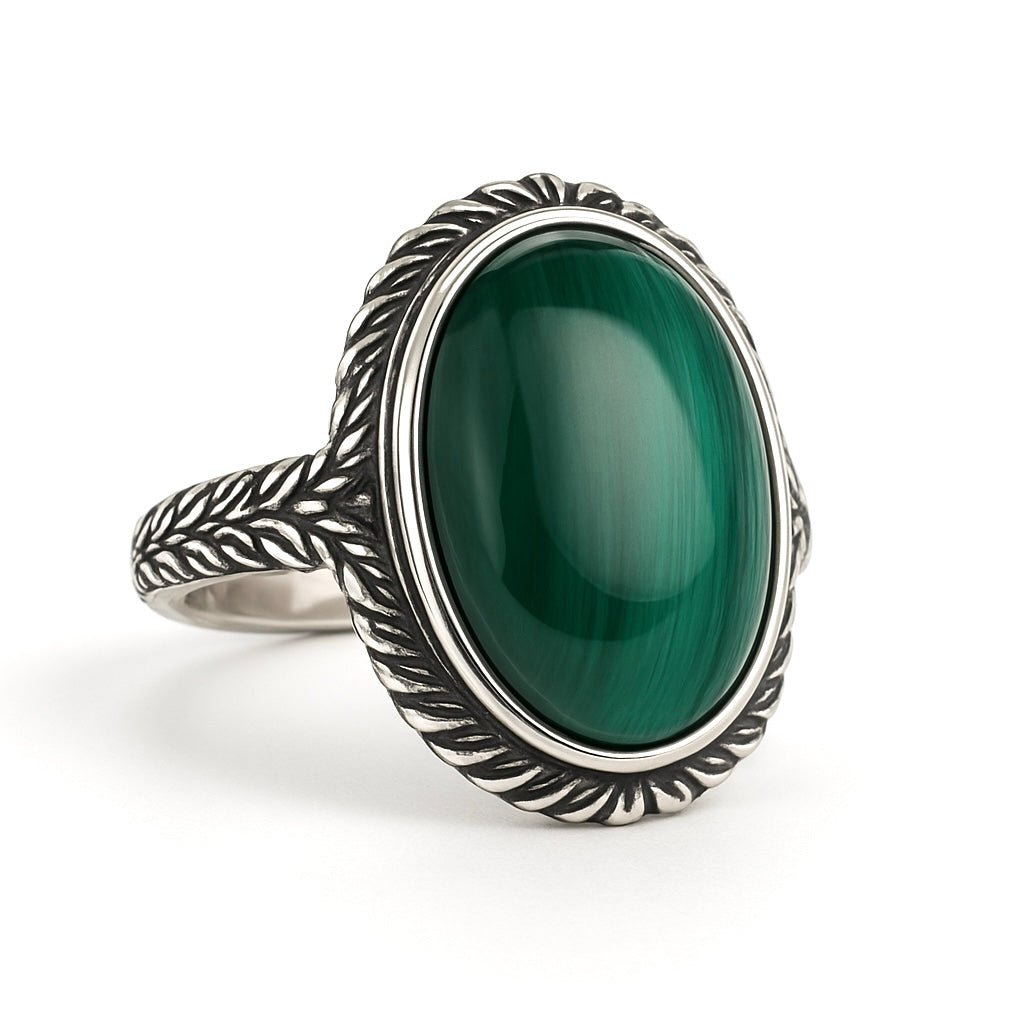 ANELLO CON MALACHITE IN ARGENTO 925 - Trasformazione e crescita personale - Clorophilla Shop