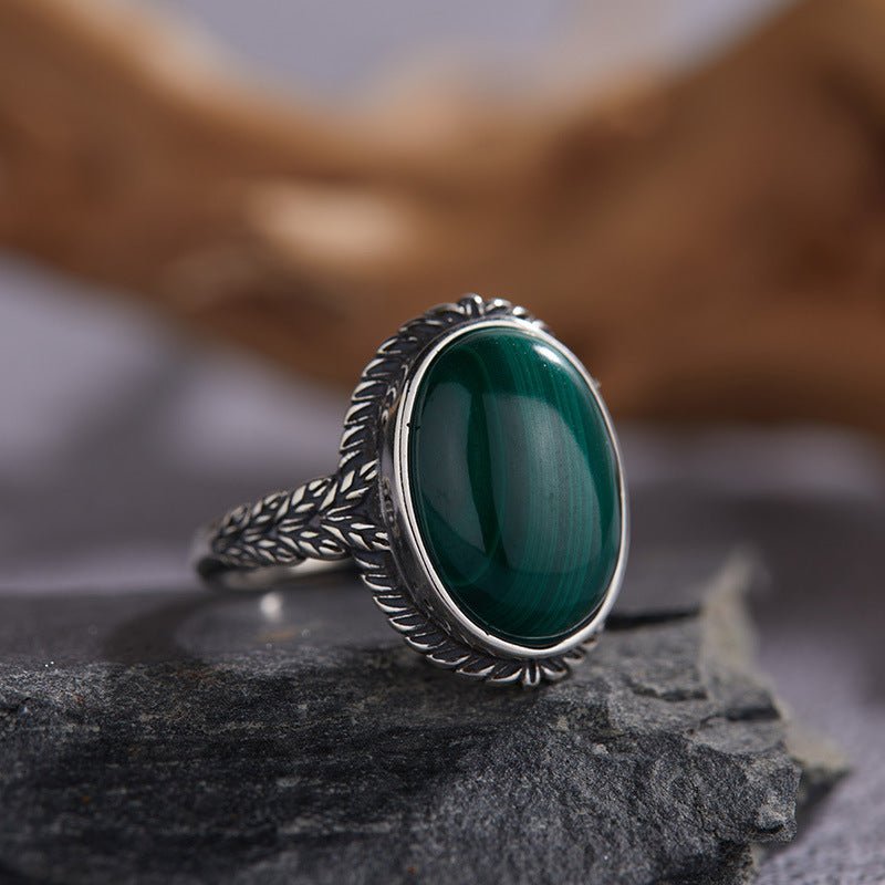 ANELLO CON MALACHITE IN ARGENTO 925 - Trasformazione e crescita personale - Clorophilla Shop