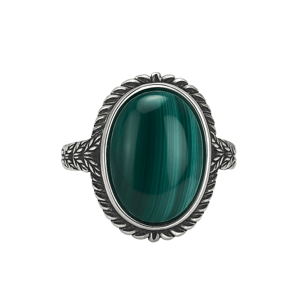 ANELLO CON MALACHITE IN ARGENTO 925 - Trasformazione e crescita personale - Clorophilla Shop