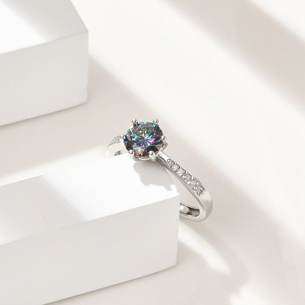 ANELLO CON MOISSANITE IN ARGENTO 925 - Chiarezza mentale e determinazione - Clorophilla Shop