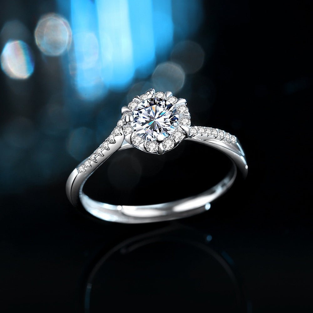 ANELLO CON MOISSANITE PAVÈ IN ARGENTO 925 - Chiarezza mentale - Clorophilla Shop