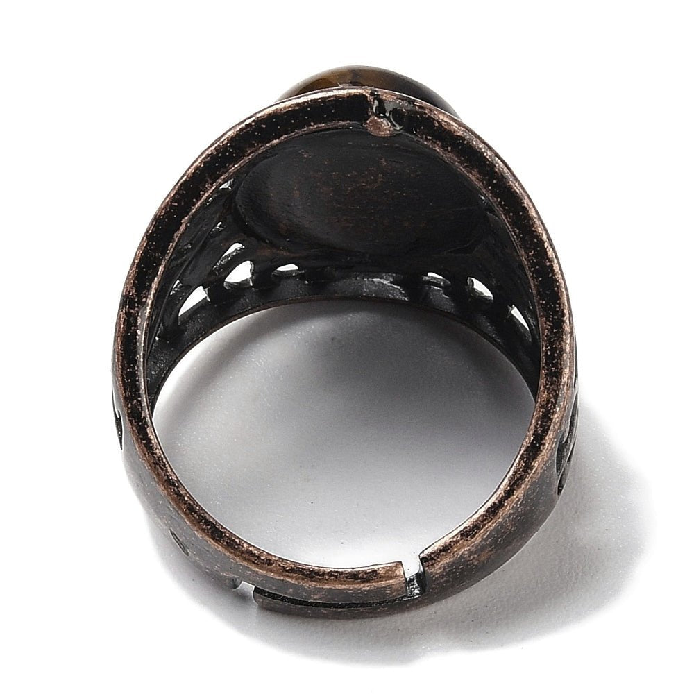 ANELLO CON OCCHIO DI TIGRE IN OTTONE - Forza e coraggio - Clorophilla Shop